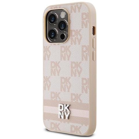 Dkny ""custodia In Pelle Con Motivo A Check E Righe Stampate Per Iphone 14 Pro"" - Rosa - Foto 1
