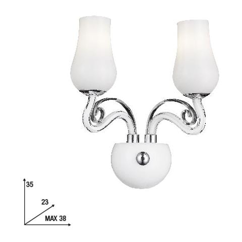 I-ANGEL / AP2 - Applique in vetro bianco a 2 luci rifinitura in cromo 40 watt E14 - Foto 2