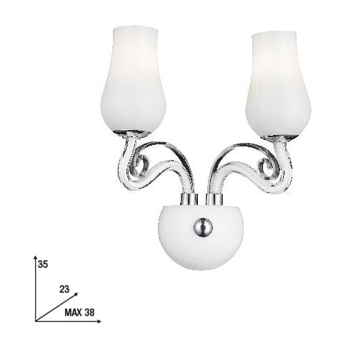 I-ANGEL / AP2 - Applique in vetro bianco a 2 luci rifinitura in cromo 40 watt E14 - Foto 1