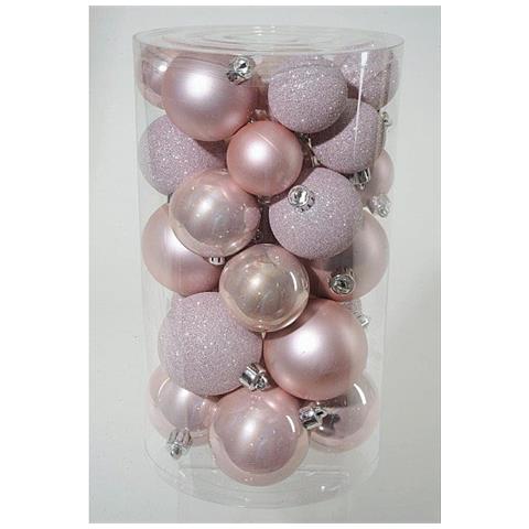 30 Palline Rosa Cipria Opaco / lucido / glitterato Natale Addobbi Decoro Albero - Foto 1