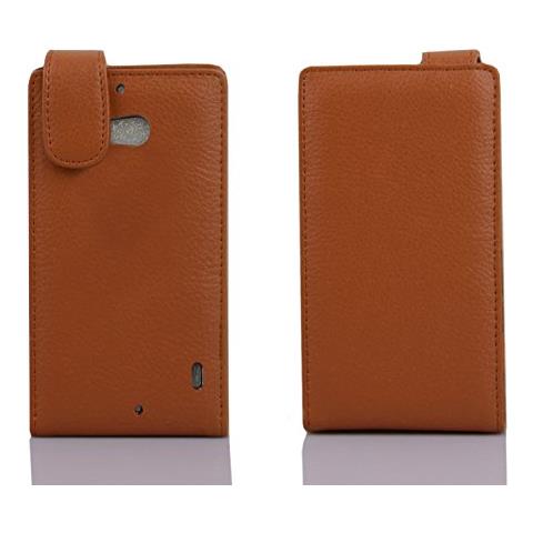 Custodia Compatibile Con Nokia Lumia 929 / 930 In Marrone Cioccolata - Coperchio Protettivo In Design Flip Realizzato In Similpelle Testurizzata - Foto 2