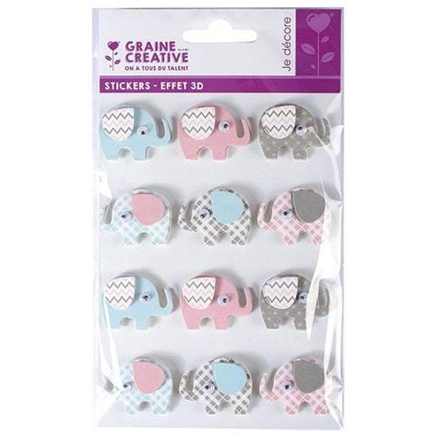 12 Adesivi 3d - Elefanti 4,3 Cm - Foto 3