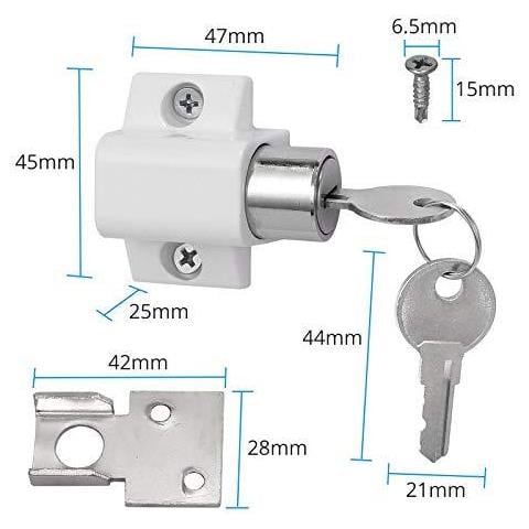 2pcs Scorrevole Patio Serratura Scorrevole Patio Door Catture Set Della Finestra Di Sicurezza Di Blocco E Patio Per Porte E Finestre Scorrevoli Bolt Universale Locks Bianco - Foto 2