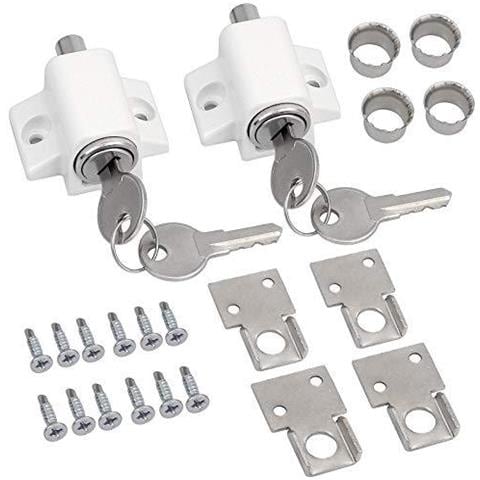 2pcs Scorrevole Patio Serratura Scorrevole Patio Door Catture Set Della Finestra Di Sicurezza Di Blocco E Patio Per Porte E Finestre Scorrevoli Bolt Universale Locks Bianco - Foto 1