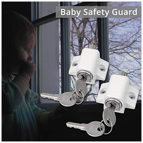 2pcs Scorrevole Patio Serratura Scorrevole Patio Door Catture Set Della Finestra Di Sicurezza Di Blocco E Patio Per Porte E Finestre Scorrevoli Bolt Universale Locks Bianco - Foto 4