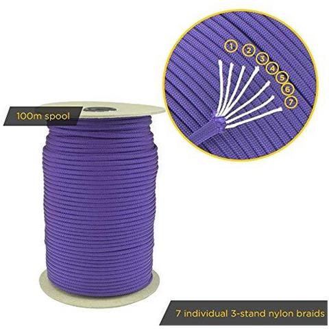 Paracord 550 Del Cavo Dei Paracadute Tipo Iii Mil-spec 7 Fili Survival (viola 15 M) - Foto 4
