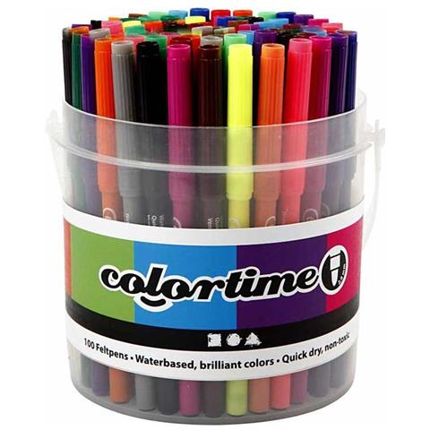 100 Pennarelli Colortime Con Sigillo - Colori Assortiti - Punta 2 Mm - Foto 1