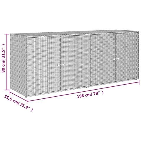Mobile Portaoggetti da Giardino Nero 198x55,5x80 cm Polyrattan - Foto 12
