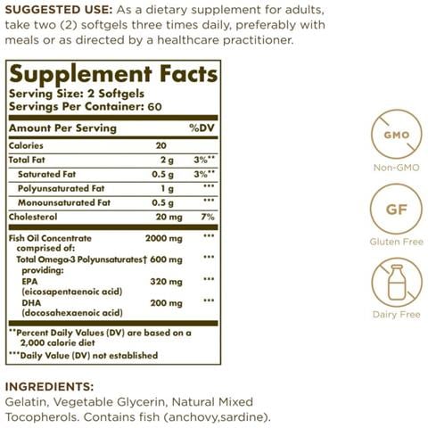 , Omega 3, Olio Di Pesce Concentrato, 120 Capsule - Foto 2