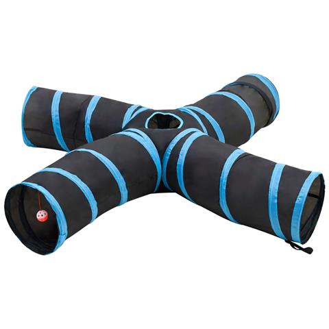 Tunnel Per Gatti A 4 Vie Nero E Blu 25 Cm In Poliestere - Foto 1