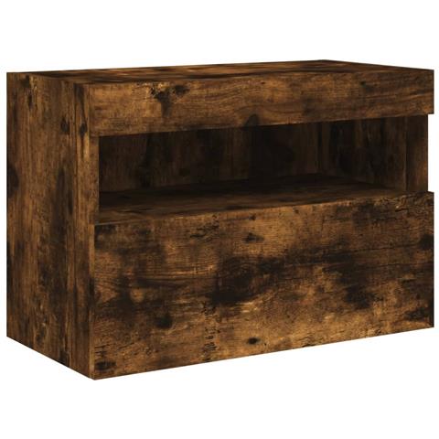 Mobile Tv A Parete Con Luci Led Rovere Fumo 60x30x40 Cm - Foto 3