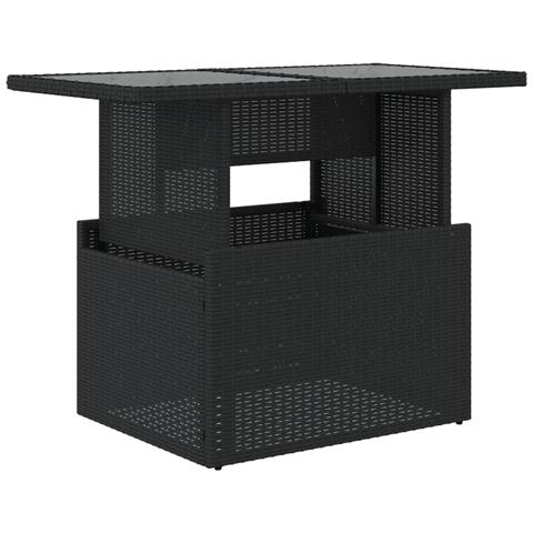 Tavolo Da Giardino Piano In Vetro Nero 100x55x73 Cm Polyrattan - Foto 2