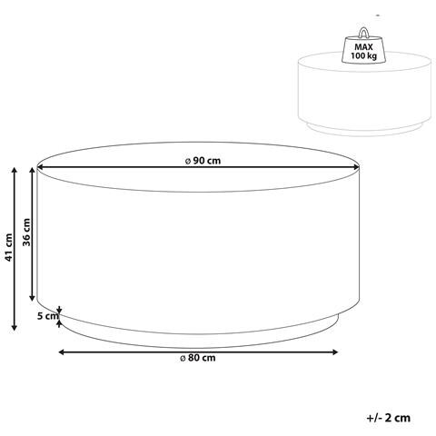 Tavolino Da Caffè Mgo Effetto Terrazzo Bianco Sporco Trezzo - Foto 5