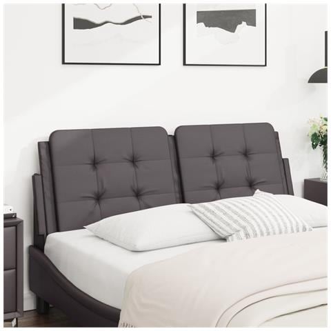 Cuscino Testiera Grigio 140 Cm In Similpelle - Foto 1