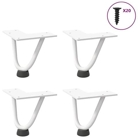 Gambe Per Tavolo A Forcina 4 Pz Bianco 10 Cm Acciaio Massiccio - Foto 1