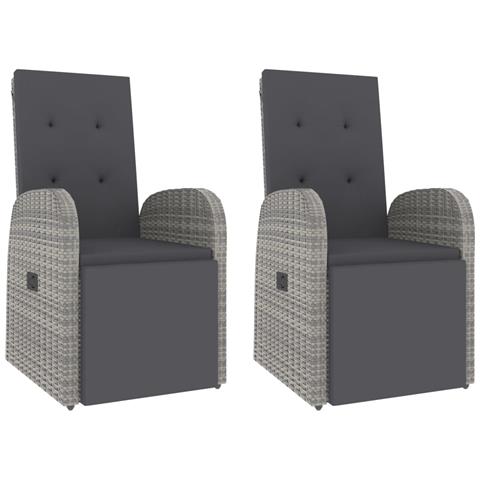 Set Mobili Giardino 3pz Grigio Polyrattan Legno Massello Acacia - Foto 2