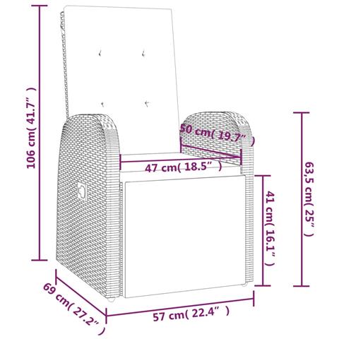 Set Mobili Giardino 3pz Grigio Polyrattan Legno Massello Acacia - Foto 7