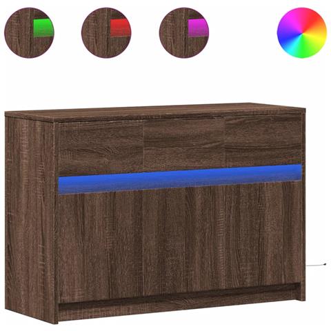 Mobile Porta TV con LED Rovere Marrone 91x34x61 cm Truciolato - Foto 1