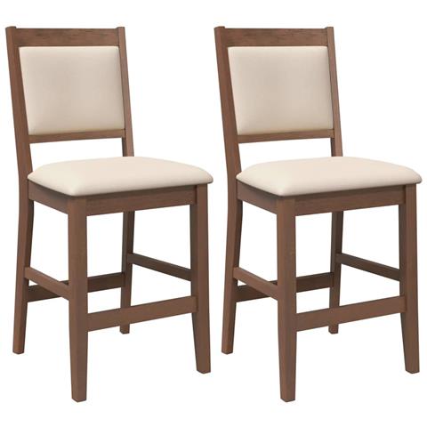 Sgabelli Da Bar Con Cuscini 2pz Marrone Legno Massello Di Hevea - Foto 1