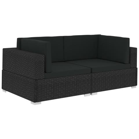 Poltrone Modulari Ad Angolo Con Cuscini 2 Pz Polyrattan Nero - Foto 1