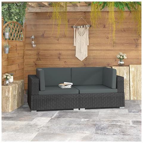 Poltrone Modulari Ad Angolo Con Cuscini 2 Pz Polyrattan Nero - Foto 5