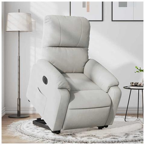 Lusso Casadino -  Poltrona A Rialzo Reclinante Elettrica Grigio Chiaro Microfibra - Foto 8