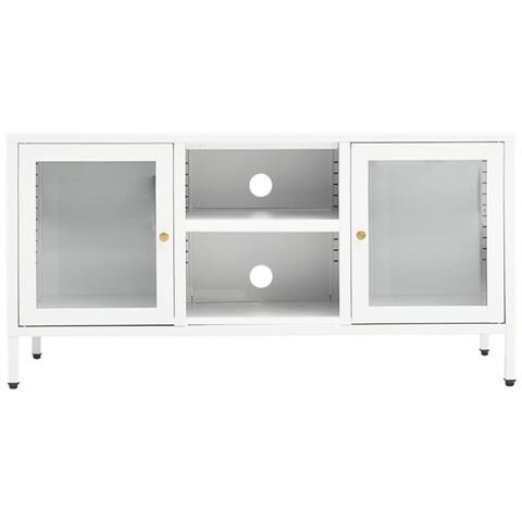 Lusso Casadino -  Mobile Tv Bianco 105x35x52 Cm In Acciaio E Vetro - Foto 2