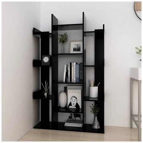 Lusso Casadino - Libreria Nera 86x25,5x140 Cm In Legno Multistrato - Foto 2