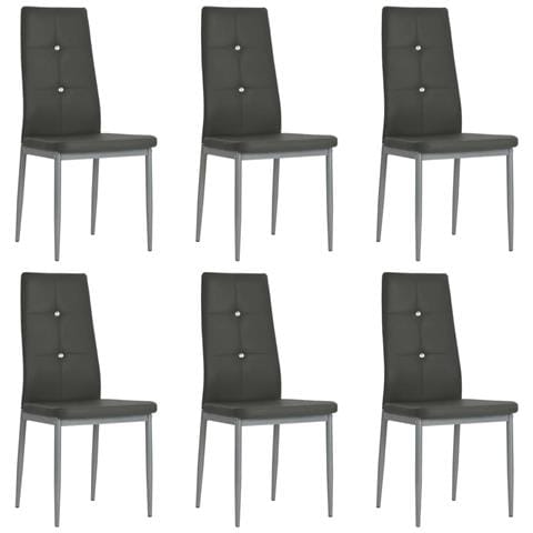 Lusso Casadino -  Sedie Da Pranzo 6 Pz In Similpelle Grigio - Foto 2