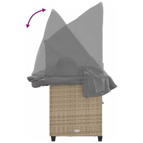 Lettino Prendisole con Baldacchino e Cuscini Beige Polyrattan - Foto 9