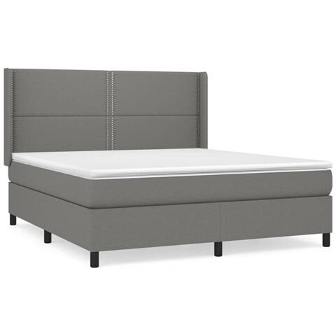 Giroletto a Molle con Materasso Grigio Scuro 180x200 cm Tessuto - Foto 1