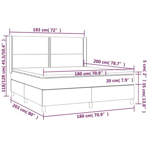Giroletto a Molle con Materasso Grigio Scuro 180x200 cm Tessuto - Foto 7
