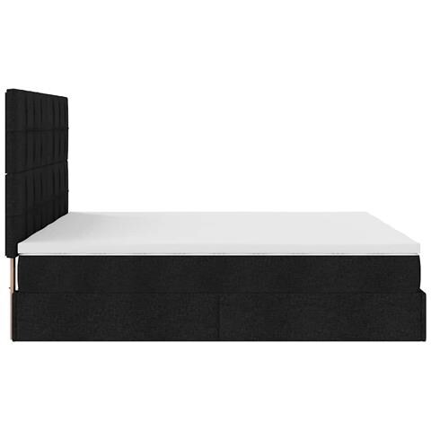 Struttura Letto Pouf con Materassi Nero 200x200 cm in Tessuto - Foto 9