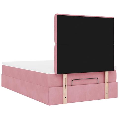 Struttura Letto Pouf con Materasso Rosa 120x200 cm Velluto - Foto 9