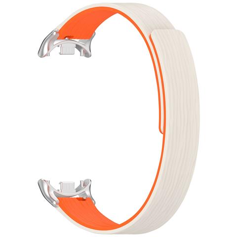Cinturino Magnetico A Righe In Silicone Compatibile Con Xiaomi Mi 10 - 12mm White+orange - Foto 1
