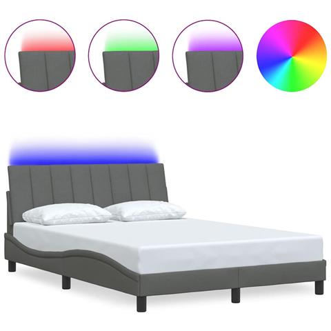 Giroletto senza Materasso Grigio Scuro 140x190 cm Tessuto - Foto 1