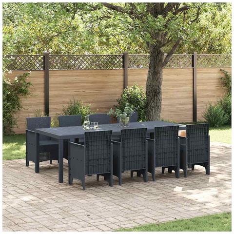 Set da Pranzo per Giardino 9 pcs Antracite Rattan Polt - Foto 2