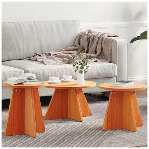 Tavolino da salotto 3 pcs Cera marrone 49 x 49 x 30 cm - Foto 2