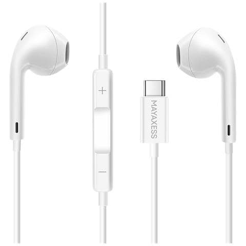 Cuffie Cablate Per Iphone 17 Pro Max Usb-c Con Microfono Integrato, Bianco - Foto 1