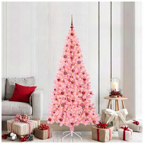 Albero di Natale con 300 LED con supporto Rosa 210 cm PVC - Foto 2