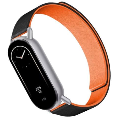 Cinturino Magnetico In Pelle Kona Bicolore Compatibile Con Xiaomi Mi Band 8/9/10 Black Orange - Foto 2