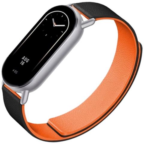 Cinturino Magnetico In Pelle Kona Bicolore Compatibile Con Xiaomi Mi Band 8/9/10 Black Orange - Foto 3
