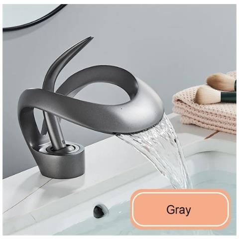 Rubinetto per lavabo da bagno, Blackswan, tipo M216, modello grigio antracite con bocca a cascata, misura 15 cm - Foto 2