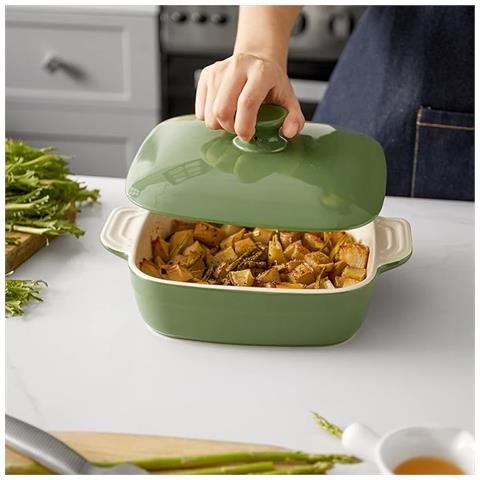 Pirofila con Coperchio Casseruola in Ceramica, Verde - Foto 2