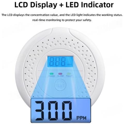 Rilevatore Di Allarme Per Monossido Di Carbonio (co) Alimentato A Batteria Con Display Lcd White - Foto 6