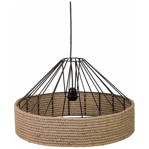 Lampada Soffitto Corda E Metallo Marrone 52x52x35h Cm - Foto 1