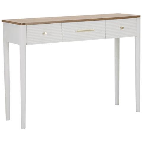 Console Matera Con 3 Cassetti In Legno Bianco E Top Naturale - Foto 1