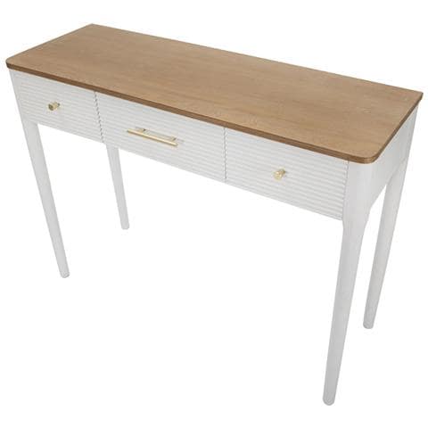 Console Matera Con 3 Cassetti In Legno Bianco E Top Naturale - Foto 2