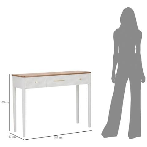 Console Matera Con 3 Cassetti In Legno Bianco E Top Naturale - Foto 8