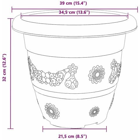 Vaso Rotondo per Fiori 24 pcs Nero Ø 26 x 21.5 cm Plastica - Foto 9